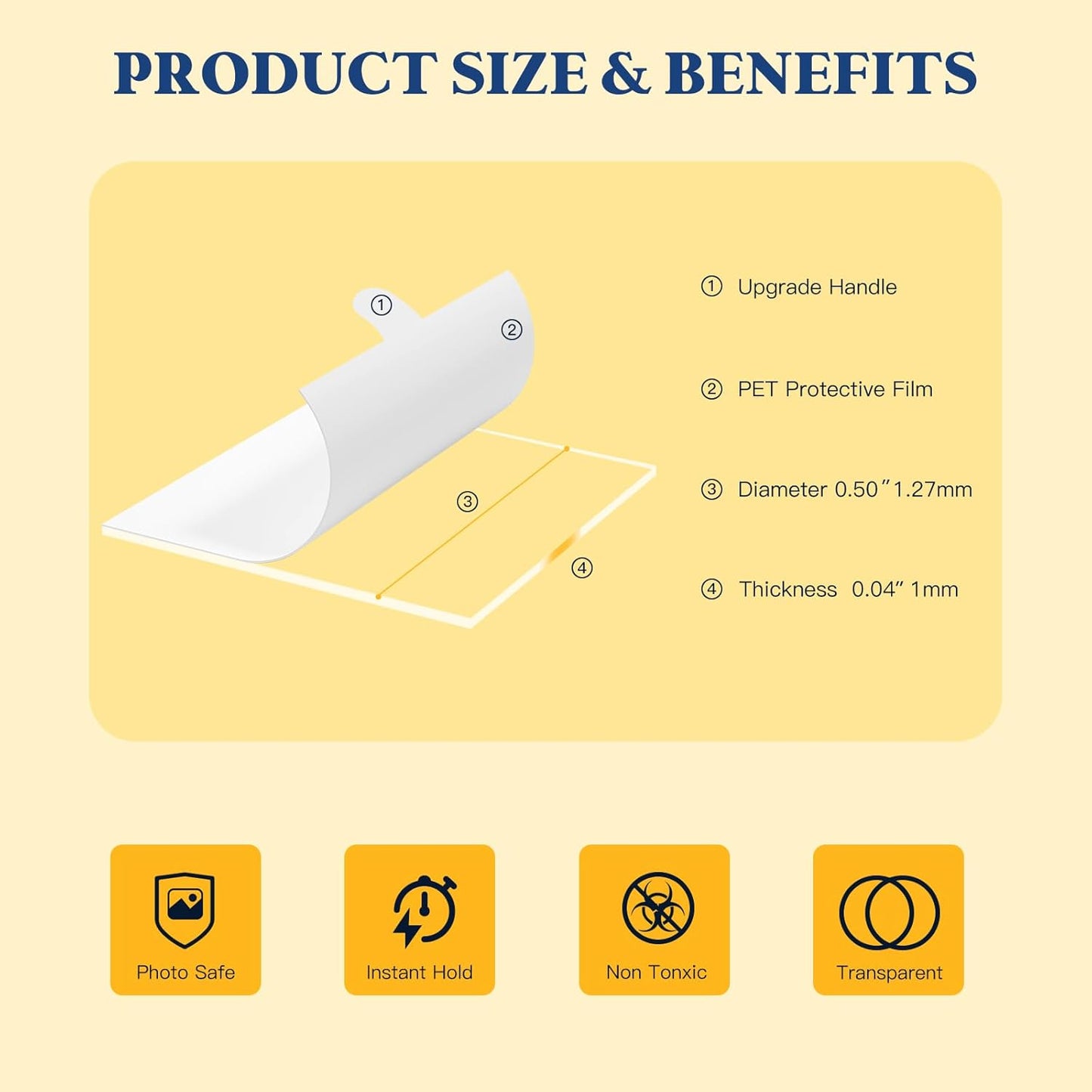 0.5'' Double Sided Adhesive Dots, 75Pcs Clear Adhesive Mounting Putty, Waterproof No Residue Adhesive Putty, Sticky Putty for Wall Hanging, Crafts, Posters Festival Decoration Museum