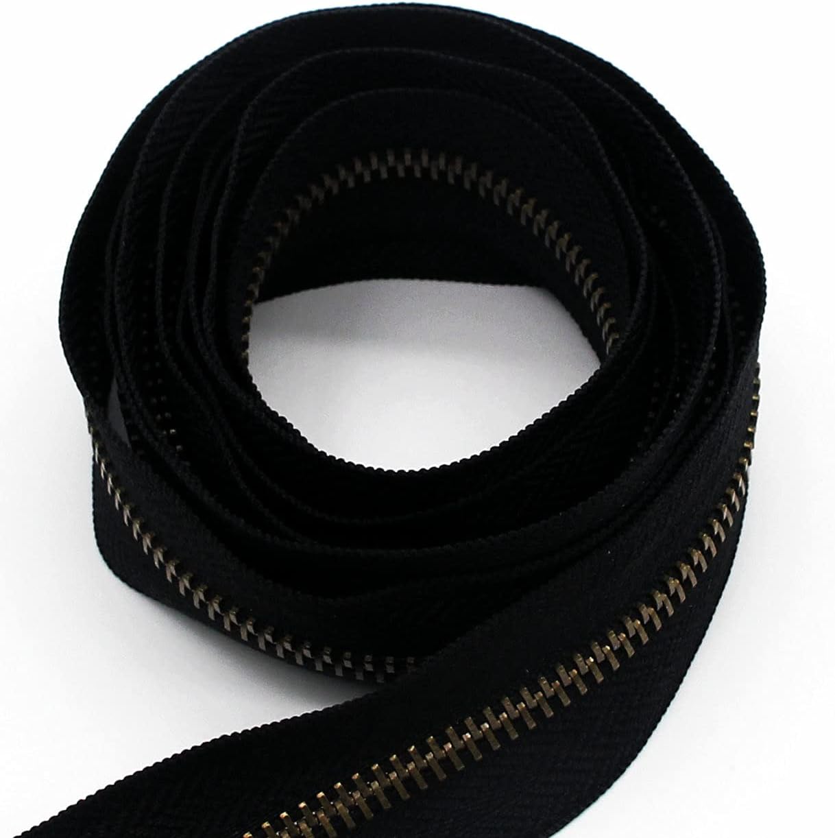 #5 Antique Brass Metal Zippers by The Yard Bulk 2 Yards Black Tape with 10 pcs Sliders Handmade Zipper for Sewing Craft Bag Backpack, Wallets, Purses Leekayer