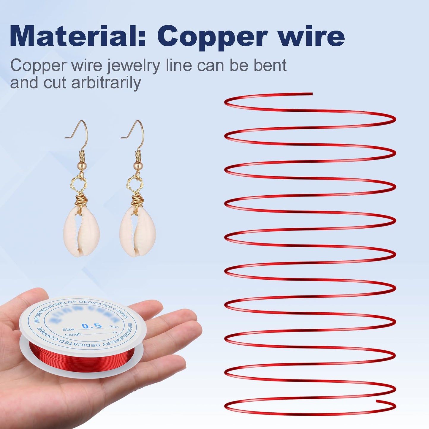 0.5 mm Dia. 6 Rolls Copper Jewelry Wire, 5 Assorted Colors Beading Wire for Jewelry Making Bracelet Earrings Rings Necklaces Flower Craft Projects