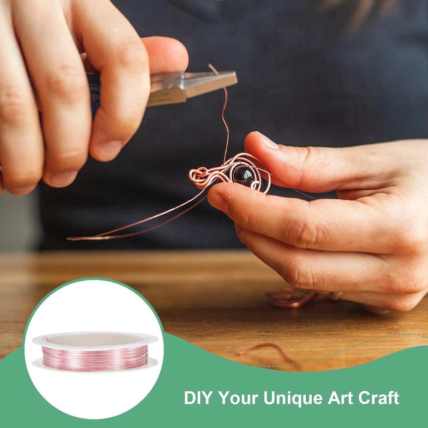 0.5 mm/24 Gauge Copper Wire for Jewelry Making, 20.3FT Copper Beading Craft Wire for Jewelry/Weaving/DIY Crafting/Planting, Color-Retaining [6.2M, Rose Gold]