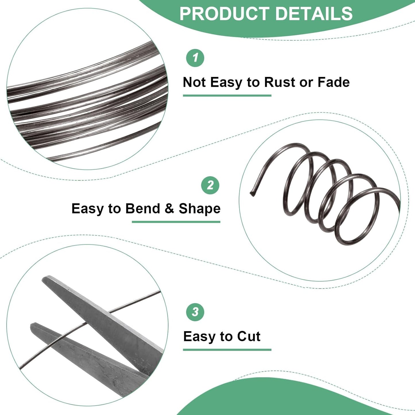 0.7 mm/21 Gauge Copper Wire for Jewelry Making, 10.2FT Copper Beading Craft Wire for Jewelry/Weaving/DIY Crafting/Planting, Color-Retaining [3.1M, Metallic Black]