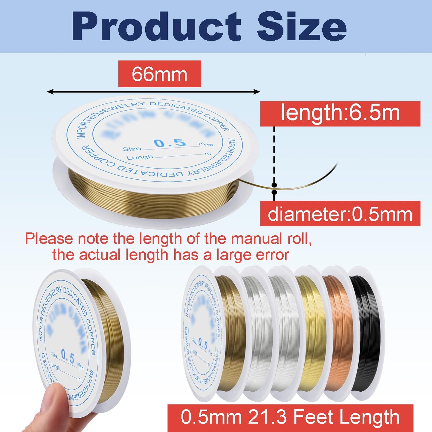 0.5 mm Dia. 6 Rolls Copper Jewelry Wire, 5 Assorted Colors Beading Wire for Jewelry Making Bracelet Earrings Rings Necklaces Flower Craft Projects