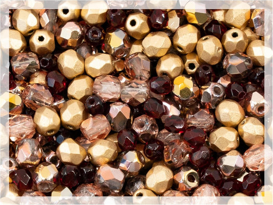 0.88oz (Approx. 500 Beads) Mix of Faceted Fire Polished Pressed Czech Glass Beads, Sparkling Shiny Mix BCV