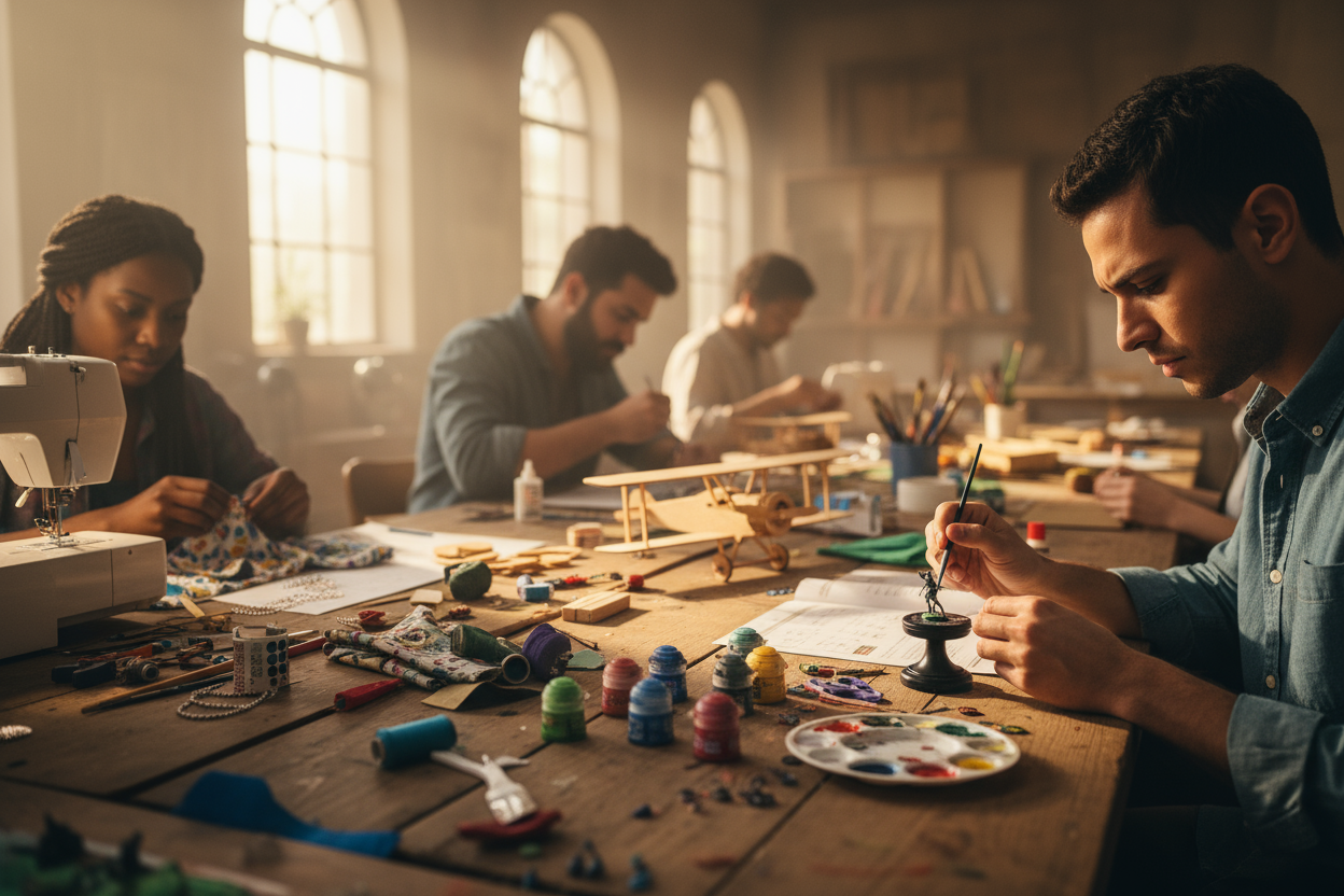 At Hobby Central, we believe that hobbies aren’t just pastimes — they’re a reflection of who we are. Whether it’s painting, crafting, model building, or DIY projects, every brushstroke, stitch, and creation tells a story. That’s why we set out to create a one-stop destination for hobbyists across America — a place where inspiration meets quality. (make it real photo)